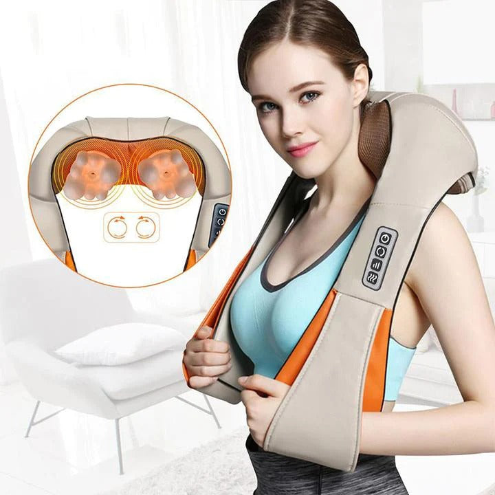 Masajeador 3D con calor infrarrojo para cuello y espalda