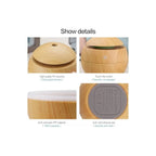 Humidificador Ultrasónico Redondo 130 ml – Estilo Madera con Luz LED