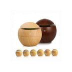 Humidificador ultrasónico redondo 130 ml estilo madera con luz LED