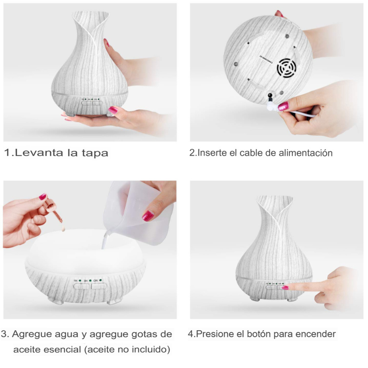 Humidificador Lámpara Infantil Estilo Madera Blanqueada – Sueños Mágicos & Bienestar