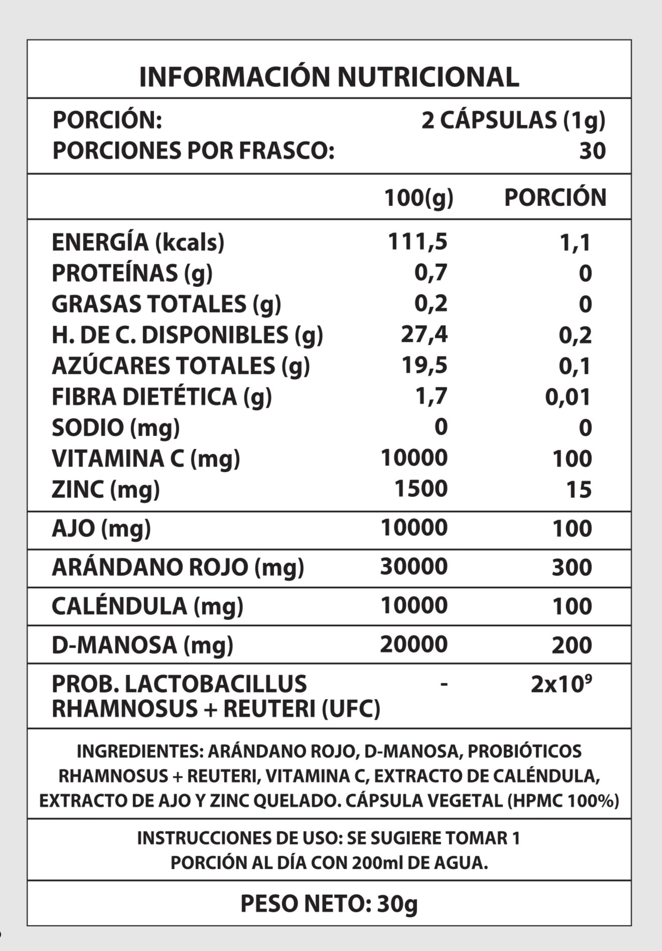 Suplemento para flora vaginal y pH saludable