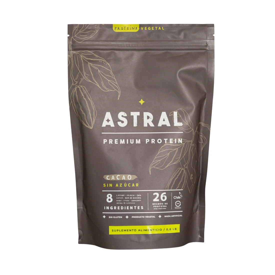 Proteína Astral sabor cacao – mezcla vegetal 26 g proteína por porción
