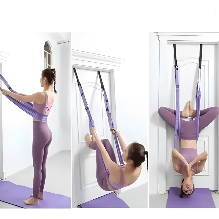 Correa de yoga con anclaje de puerta para estiramientos e inversiones