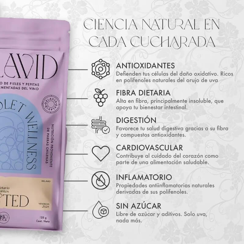 Polvo antioxidante de uva Malbec